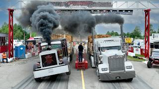 3000HP Semi Trucks vs 120000 Pound Trailers  DRAG RACING Great Lakes Big Rig Challenge [upl. by Harlamert]