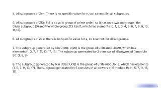 List all of the elements in each of the following subgroups The subgroup of Z generated by 15 [upl. by Rhee362]