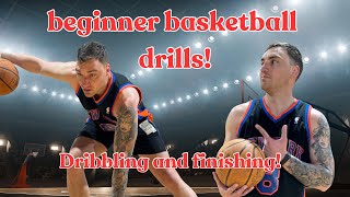 BEGINNER BASKETBALL DRILLS Dribbling amp Finishing drills to help improve your game [upl. by Lunneta]