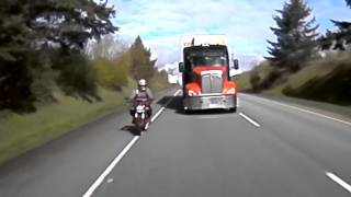 motorcycle VS 18 wheeler [upl. by Nylasoj438]