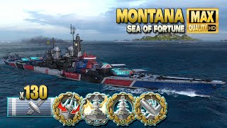 Battleship Montana on map Sea of Fortune  World of Warships [upl. by Harbert]