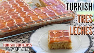 Turkish Trileche Tres Leches Cake  Milk Cake With Caramel Sauce Using Fresh Cream Healthy [upl. by Leonor475]