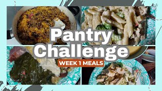 Pantry Challenge Meals Week 1 [upl. by Einnad]