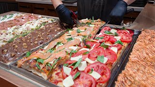 Handmade Pizza Al Taglio RomanStyle Square Pizza  義大利羅馬披薩製作  Taiwan Street Food [upl. by Ellemac]