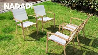 NADADISet of 4 Stackable Outdoor Patio Chairs2DWood Grain [upl. by Nahor986]