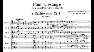 Johannes Brahms  5 Partsongs GESÄNGE for mixed chorus Op 104 1888 [upl. by Rehportsirhc347]