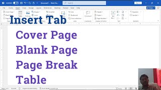 MSOfficeWord  Insert Tab  Cover Page  Blank Page  Page Break  Table Class04112024 [upl. by Ramedlab854]