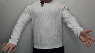 Mens Crew Neck Sweater Waffle Knitted Casual Patterned Long Sleeve Pullover Review [upl. by Nicoli]