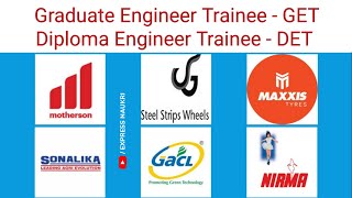 Graduate Engineer Trainee GET and Diploma Engineer Trainee DET  Freshers Job Vacancies  MNC Jobs [upl. by Doig921]