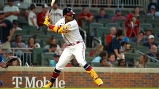 Ronald Acuna Jr Slow Motion Baseball Swing Hitting Instruction Video Mechanics Home Run [upl. by Ayortal]