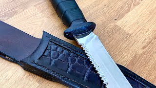 Leather sheath knife making crocodile [upl. by Lorrad327]