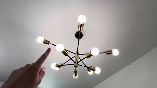 Modern Sputnik Chandelier Light Fixture 10 Light Chandelier Ceiling Light Fixture Review [upl. by Gaspard]