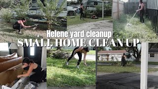 SMALL HOME CLEAN UP Yard work after hurricane helene [upl. by Neelia469]