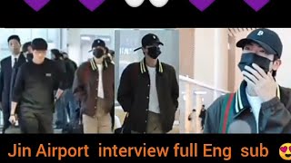 BTS army member jin Airport interview with dispatch Korea 🇰🇷jin leaving for USA [upl. by Ellenad]