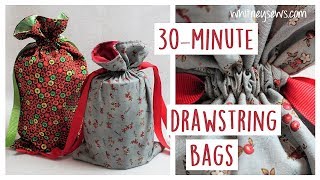 Lined Drawstring Bags  EASY DIY  Whitney Sews [upl. by Lindahl]