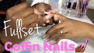 Acrylic Nails Full set Coffin Nail Tutorial [upl. by Akym]