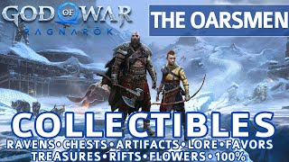 God of War Ragnarok  The Oarsmen All Collectible Locations Chests Artifacts Ravens  100 [upl. by Sweet]