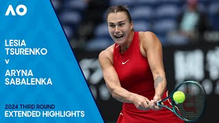 Lesia Tsurenko v Aryna Sabalenka Extended Highlights  Australian Open 2024 Third Round [upl. by Hornstein]