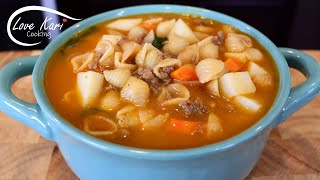 Traditional Mexican Concha Shell Soup with Ground Beef Sopa de Conchitas con Carne Molida [upl. by Connell]