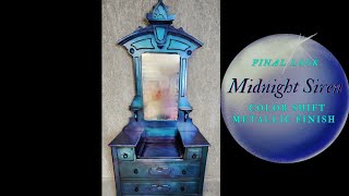 Blue Purple Metallic dresser I saved and refinished into a gothic mermaids dream piece [upl. by Orecul608]