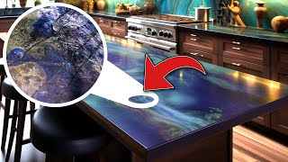 DIY Black amp Blue Kitchen Countertops with Blue Ghost Epoxy [upl. by Morril]