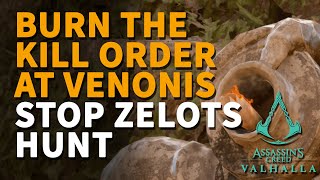 Burn the Kill Order at Venonis Assassins Creed Valhalla Stop Zealots Hunt [upl. by Anagnos]