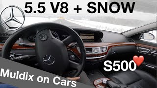 Mercedes S500 W221 POV Snow Test Drive  Acceleration 0200 kmh [upl. by Akiam]