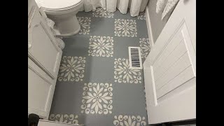 How I Painted and Stenciled my Guest Bath Floor [upl. by Garlan]