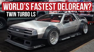 700hp Kyza Widebody Twin Turbo LS DeLorean on Bags [upl. by Nyad]