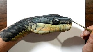 Painting My Hand into a Snake  Awesome Optical Illusion [upl. by Eniliuqcaj677]