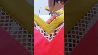 Sewing Tips And Tricks Joint Lace Attach in Square Neck me Jali Vali Lace Lgana  Asmr Shorts [upl. by Claudine]