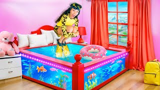 I Turned My Daughters Bed into a Fish Tank Surprise  Familia Diamond [upl. by Bamford]