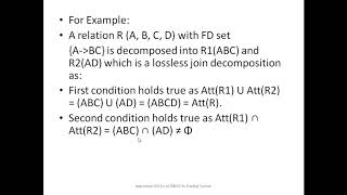 Lossless Join Decomposition and Dependency Preserving Decomposition [upl. by Hercule560]