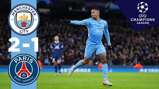 Man City Highlights  City 21 PSG  Manchester City into the last 16 of the Champions League [upl. by Moule]