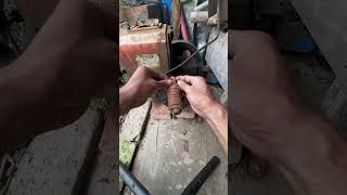 Diesel engine crank handle rope antislip method [upl. by Aleinad]