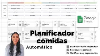 Menú semanal automáticoplanificador Google sheets [upl. by Eenafit]