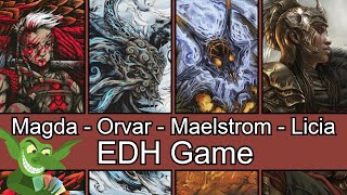 Magda vs Orvar vs Maelstrom Wanderer vs Licia EDH  CMDR game play for Magic The Gathering [upl. by Jew]