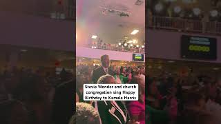 Stevie Wonder and church congregation sing Happy Birthday to Kamala Harris kamalaharris [upl. by Catton]