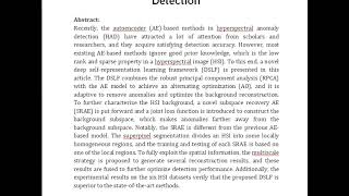 Deep Self Representation Learning Framework for Hyperspectral Anomaly Detection [upl. by Forland356]