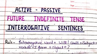 Active Se Passive voice Future Indefinite Tense interrogative sentence with example [upl. by Ermine534]