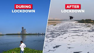 Back To Old Days Toxic Foam Returns In River Yamuna After Lockdown Ends [upl. by Abihsat]