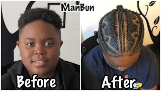 84 😯 How to MAN BUN BRAIDS  short hair braids men [upl. by Yahc]