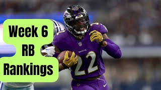 Week 6 RB Rankings Fantasy Football 2024 [upl. by Nileuqay]