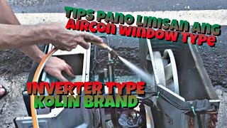 How to clean window AC Inverter type KOLIN brand R32 [upl. by Botsford]