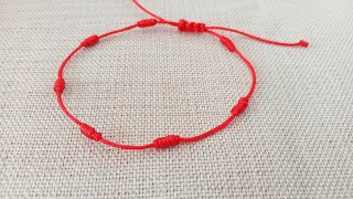 How to Make 7 Knots Lucky Red String Bracelet Tutorial Diy Kabbalah Bracelet Protection Bracelet [upl. by Platt]