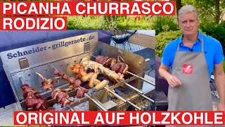 🔥GRILLBLITZ Picanha Churrasco Tafelspitz grillen Fraldinha Flank Steak Rodizio Spieß auf Holzkohle [upl. by Pelson]