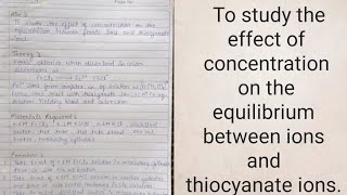 To study the effect of concentration on the equilibrium between ions and thiocyanate ions [upl. by Adnilemreh270]