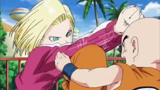 Krillin Vs Android 18 Dragon Ball Super 88 English [upl. by Yrtnej]