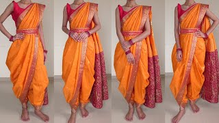 Dhoti Saree Draping  Maharashtrian kashta Saree Draping  GroomingwithUtkarsha [upl. by Osner]