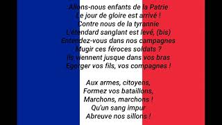 LA MARSEILLAISE  HYMNE DE LA FRANCE  PAROLES [upl. by Halland]